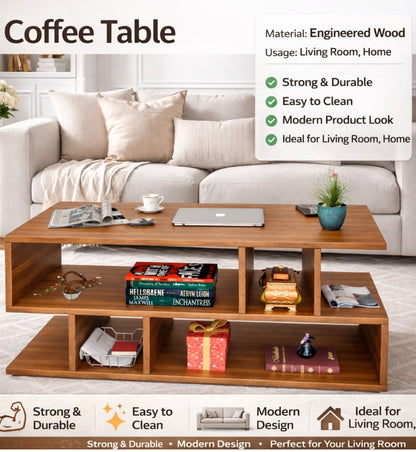 SPYDER CRAFT Zig Zag Multipurpose Coffee Table, Nesting Center Table, Round Leisure Table, Suitable for Bedside/Hallway/Living Room (Finish Color - Noce Lyon, DIY(Do-It-Yourself))