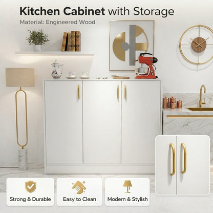 Spydercraft Accent Modern Storage Cabinet with Matte Finish and Premium Metal Handles