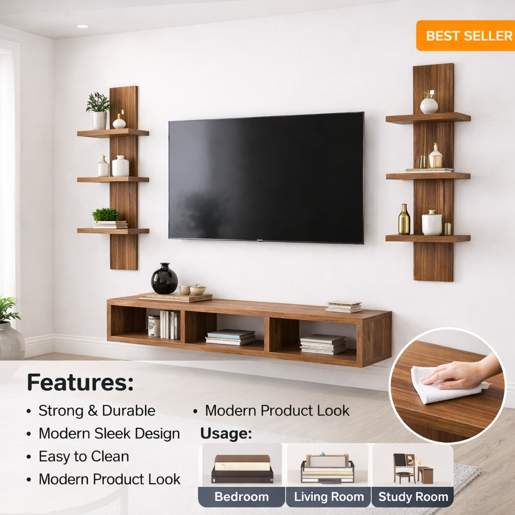 Spydercraft Matte FInish SP04 TV Unit| Color: Noce Lyon| Do- It- Yourself Product