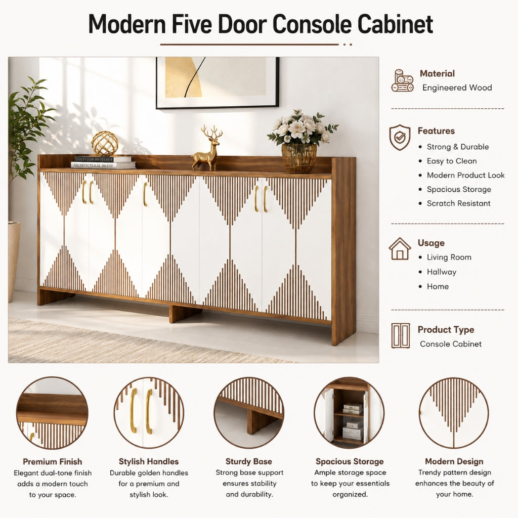 Spydercraft Matte Finish Meko Console Table| Modern Noce Lyon & White Console Table – Stylish Storage Cabinet for Living Room & Entryway| Do-It-Yourself Product
