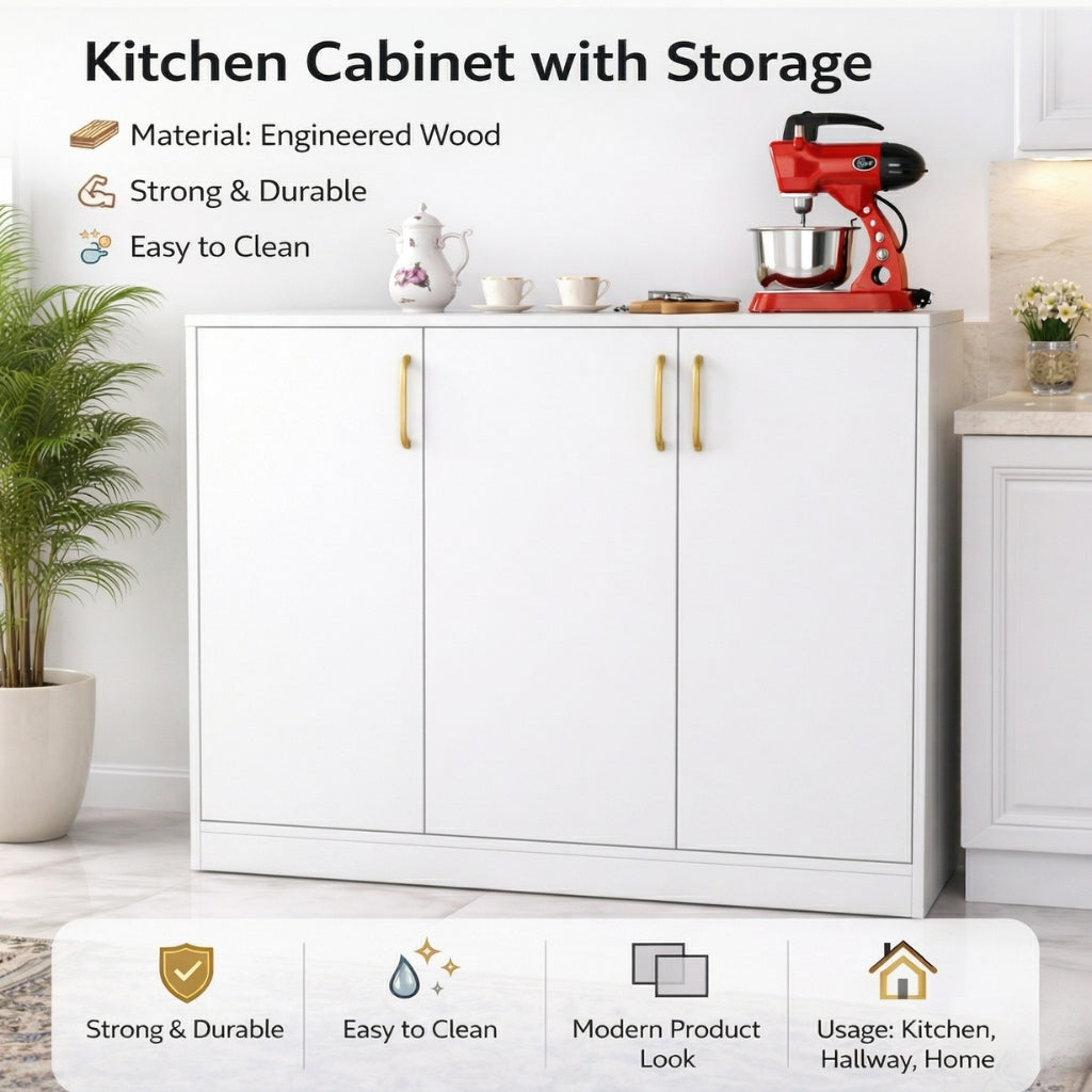 Spydercraft Accent Modern Storage Cabinet with Matte Finish and Premium Metal Handles