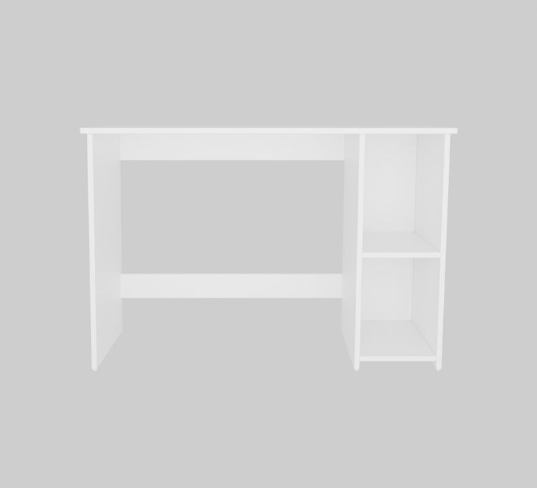 Spydercraft Orchid Study Table | Modern Study & Office Desk with Open Storage Shelves | Engineered Wood Writing Table for Home & Office | White Finish