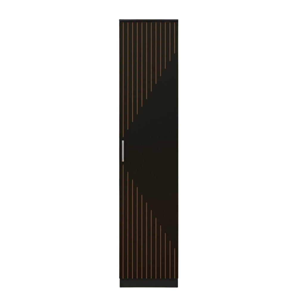 Spydercraft Single Door Fraser Wardrobe | Sleek Matte Finish | Space-Saving Storage Unit (180 cm Height)| Color: Black