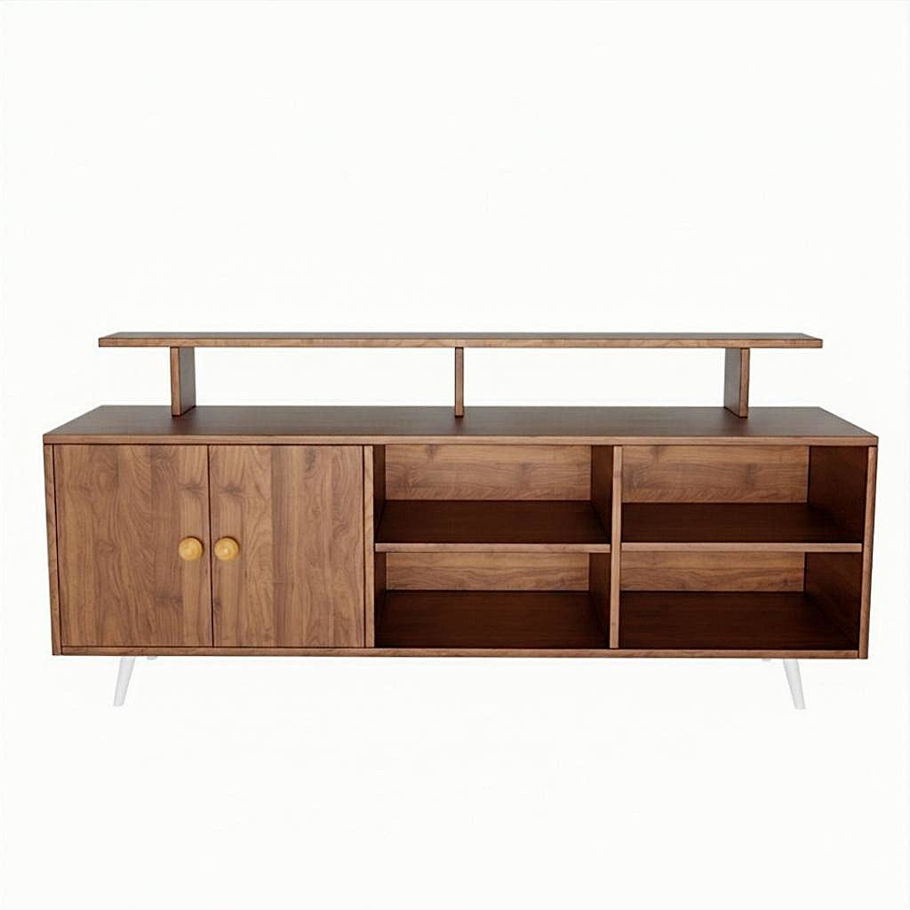 Spydercraft Modern Marbay TV Unit with Storage & Display Shelf – Space-Saving Entertainment Console in Black & White Finish
