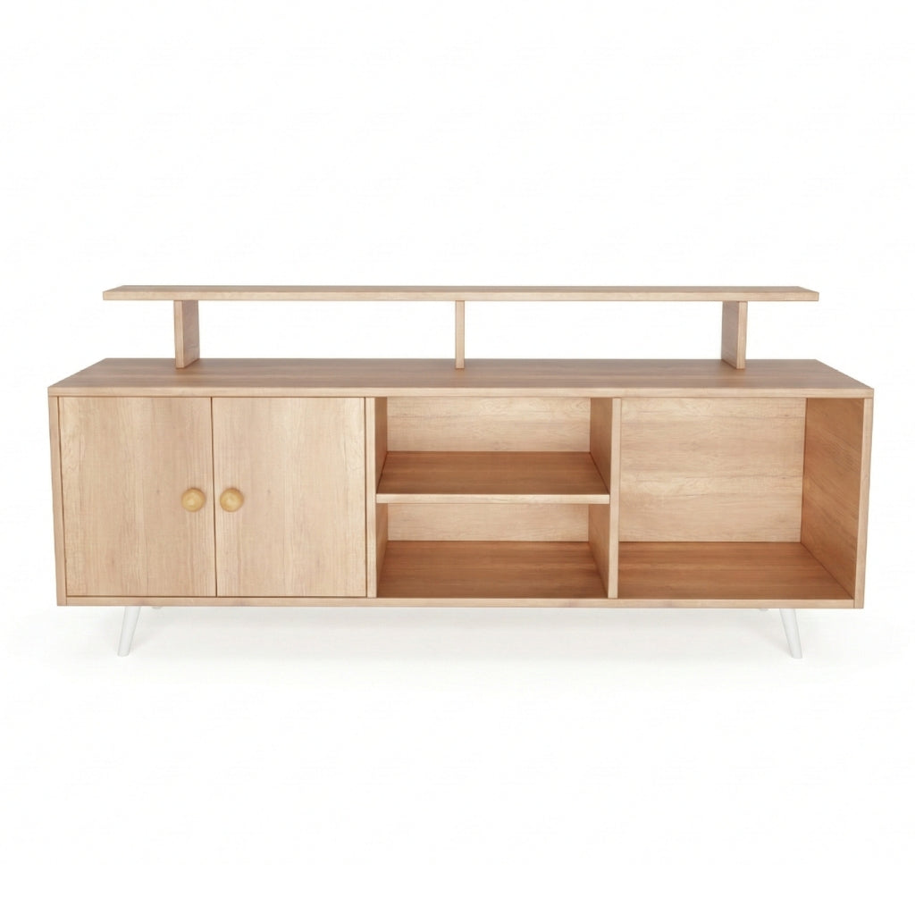 Spydercraft Modern Marbay TV Unit with Storage & Display Shelf – Space-Saving Entertainment Console in Canyon Oak Finish
