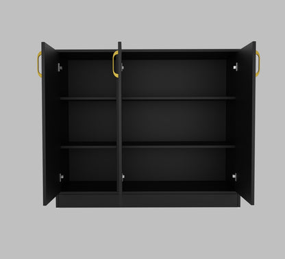 Spydercraft Accent Modern Storage Cabinet with Matte Finish and Premium Metal Handles| Color: Black | Multipurpose cabinet