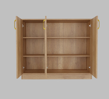 Spydercraft Accent Modern Storage Cabinet with Matte Finish and Premium Metal Handles| Color: Canyon Oak| Multipurpose Cabinet