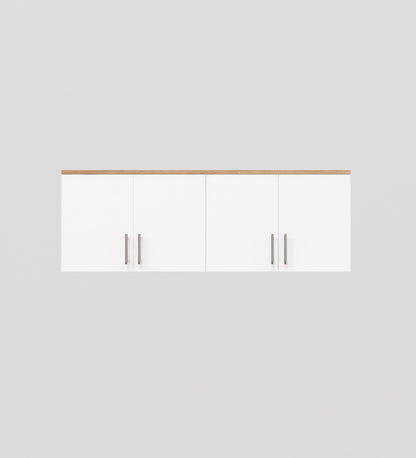 Spydercraft Wall Mounted Kitchen Cabinet – 4 Door Storage Unit (120 x 41 x 36 cm) | Canyon Oak & White Finish