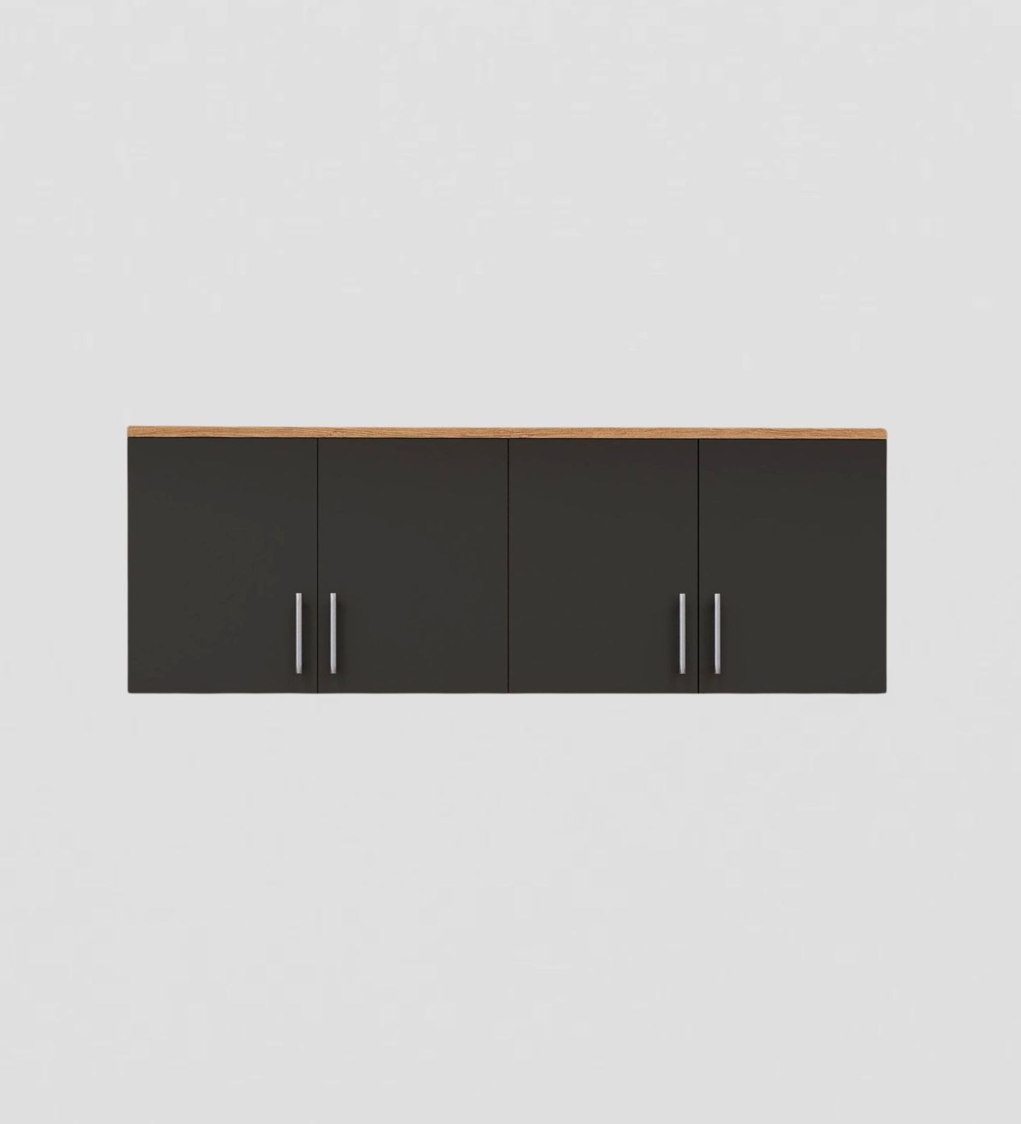 Spydercraft Wall Mounted Kitchen Cabinet – 4 Door Storage Unit (120 x 41 x 36 cm) | Canyon Oak & Black Finish| Do- It-Yourself Product