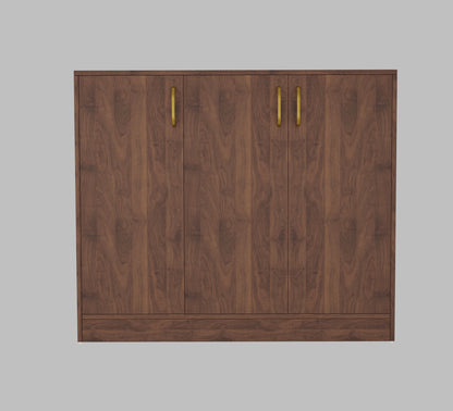Spydercraft Accent Modern Storage Cabinet with Matte Finish and Premium Metal Handles| Color: Columbian Walnut| Multipurpose Cabinet