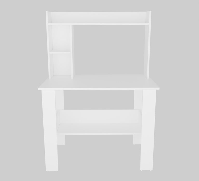 SPYDER CRAFT Modern Engineered Wood Study Table with Bookshelf & Storage Shelves in White | Computer Desk for Home & Office