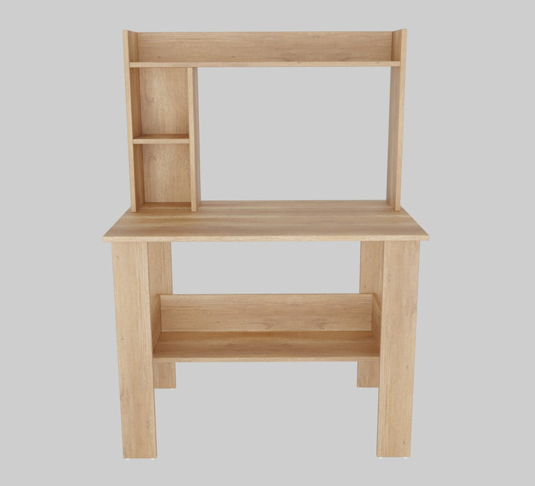 SPYDER CRAFT Modern Engineered Wood Study Table with Bookshelf & Storage Shelves in Canyon Oak | Computer Desk for Home & Office