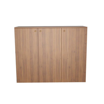 Apex 3 Door Shoe Rack Cabinet with Spacious Storage | Modern Wooden Footwear Organizer for Home & Entryway | Noce Lyon Finish