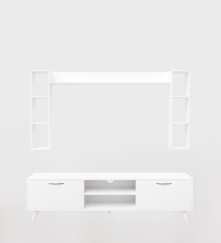 SPYDERCRAFT Matte Finish M5 TV Entertainment Unit with Shelves| Color: White| Do- It- Yourself Product