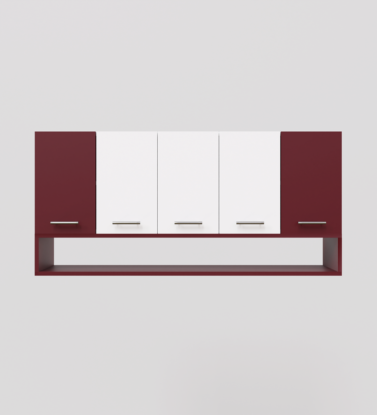 Spyder Craft 5 Door Matte Finish Merlin Kitchen Cabinet for Office|Hall |Kitchen Wall Mounted Cabinet for Kitchen |Living Room| Color:-Burgundy & White|| Assembly-DIY (Do-It-Yourself)