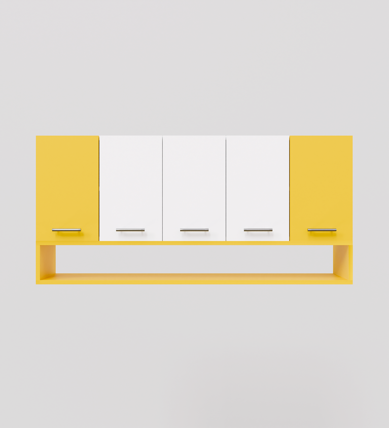 Spyder Craft 5 Door Matte Finish Merlin Kitchen Cabinet for Office|Hall |Kitchen Wall Mounted Cabinet for Kitchen |Living Room| Color:-Yellow & White|| Assembly-DIY (Do-It-Yourself)