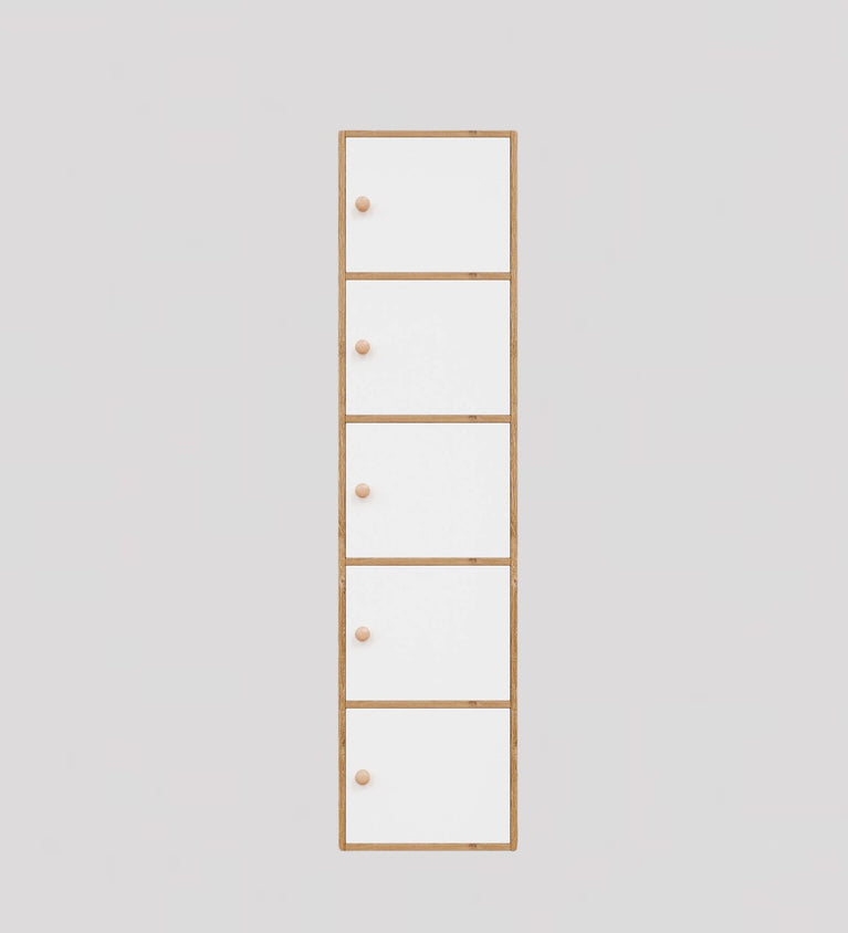 Spyder Craft Wooden Cabinet - Five Tier Engineered Wood Storage Cabinet for Living Room, Space Saving Furniture for Home, Office, Kitchen, Color Oak -White -L 38 x B 38 x H 165.5 cm 1 Year Warranty