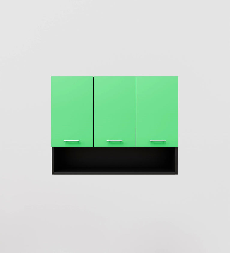 SPYDERCRAFT Matte Finish Myra (Foor-Door) Kitchen Cabinet| Color: Green and Black| Do-It-Yourself Product