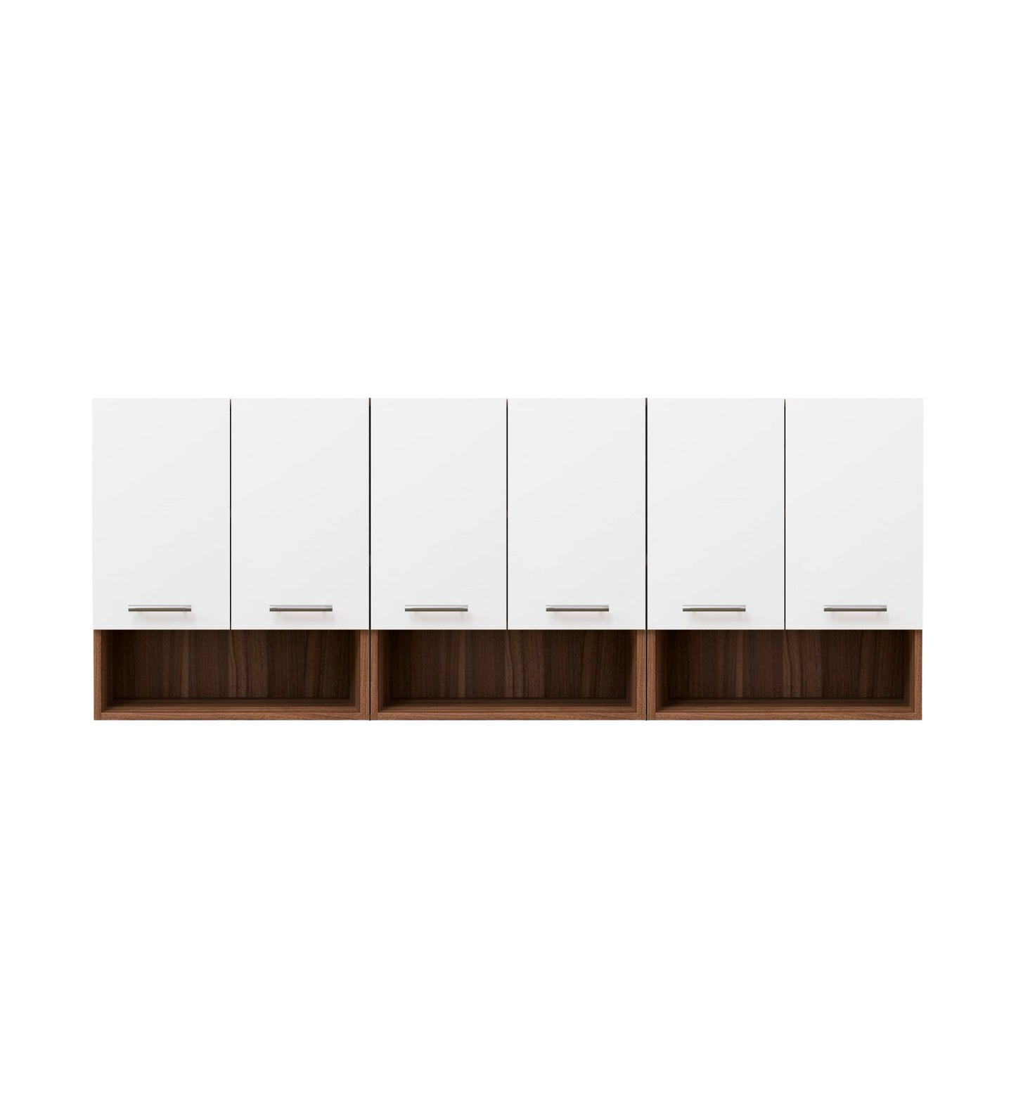 Spydercraft Cleffa Matte Finish Six Door Wall Mounted Kitchen Cabinet| Color: White and Noce Lyon|