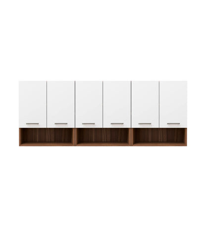 Spydercraft Cleffa Matte Finish Six Door Wall Mounted Kitchen Cabinet| Color: White and Noce Lyon|