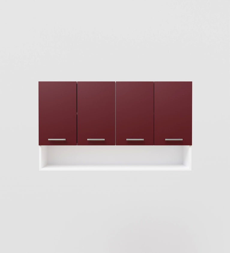 SPYDERCRAFT Matte Finish Myra (Four- Door) Kitchen Cabinet| Color: Burgundy and White| Do-It-Yourself Product