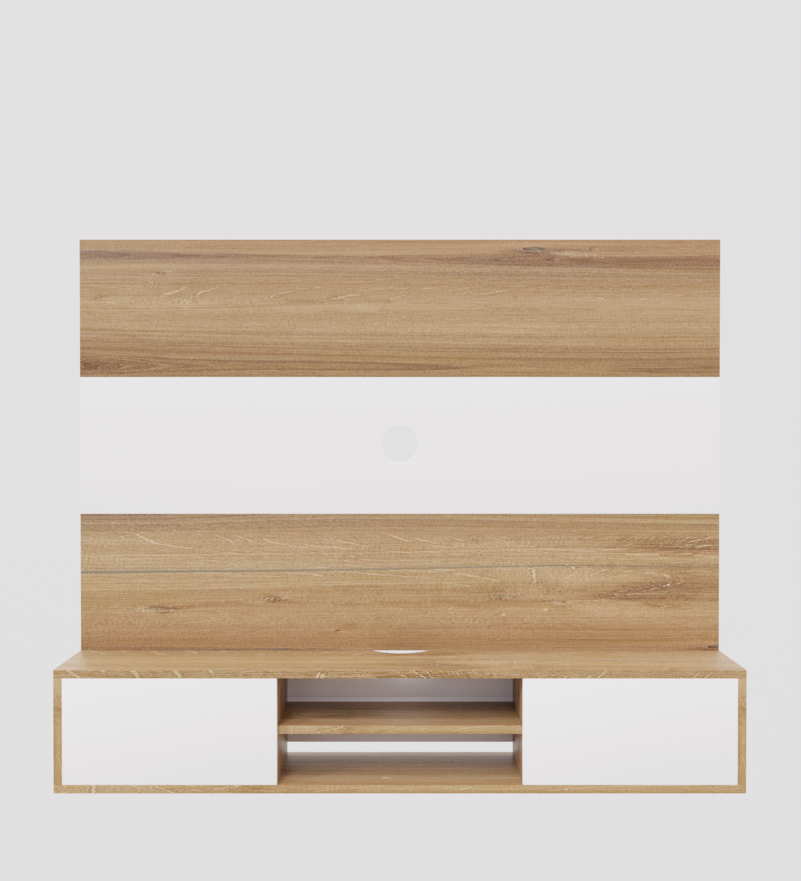 Spyder Craft Matte Finish Christie TV Unit Wall Mounted with Shelf for Living Room| Bedroom|Drawing Room Color: White & Canyon Oak || Assembly-DIY (Do-It-Yourself)