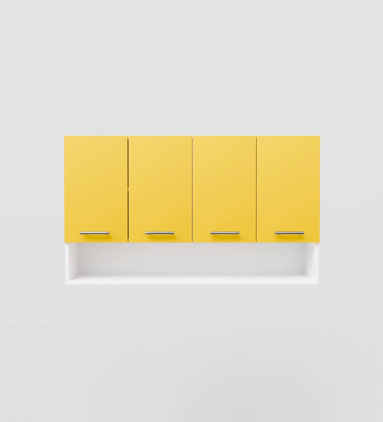 SPYDERCRAFT Matte Finish Myra (Foor-Door) Kitchen Cabinet| Color: Yellow and White| Do-It-Yourself Product