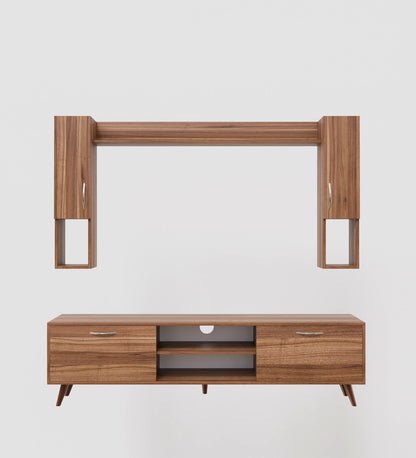 Spyder Home Decore Craft Matte Finish M5 Tv Unit with Wall Shelf, Wall Mounted with Shelf Modern Leg, 180 Cm Color: Noce Lyon || Assembly -DIY (Do-It-Yourself)