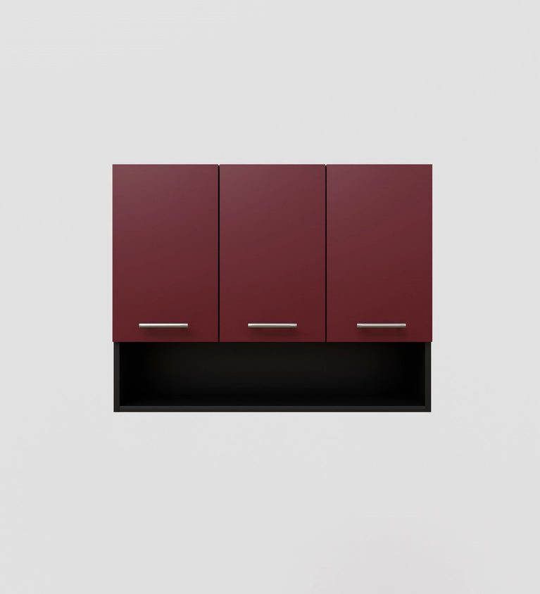 SPYDERCRAFT Matte FInish Blitz (Three Door) Kitchen Cabinet| Color: Burgundy and Black| Do-It-Yourself Product