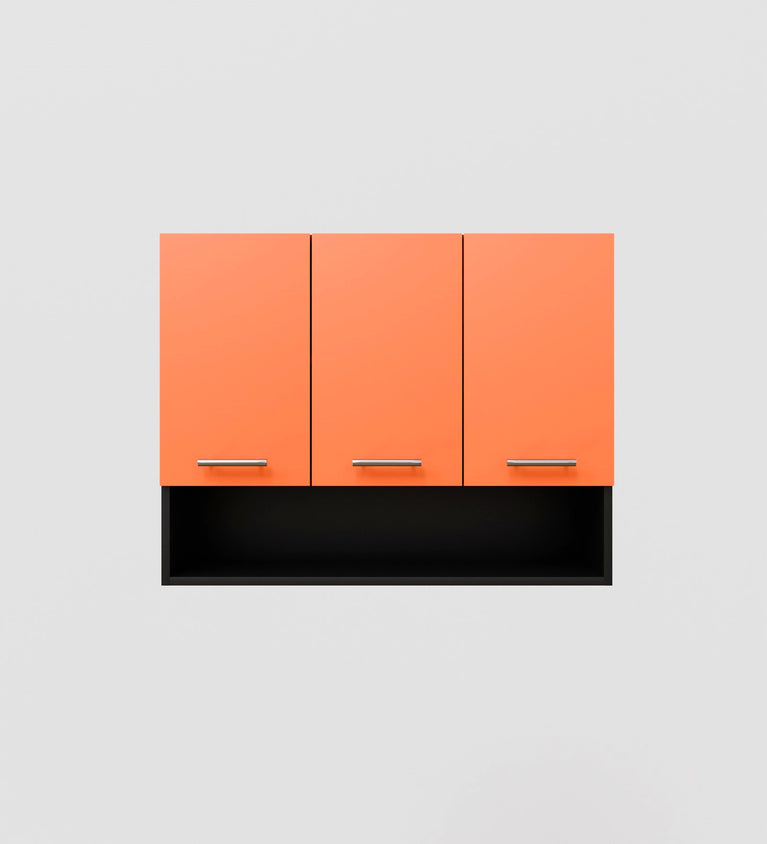 SPYDERCRAFT Matte Finish Blitz (Three-Door) Kitchen Cabinet| Color: Saffron and Black| Do-It-Yourself Product