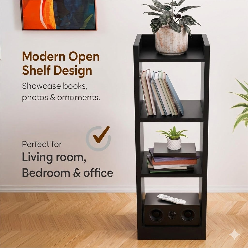 Spydercraft Modern Multi-Purpose Black Wooden Bookshelf / Storage Unit