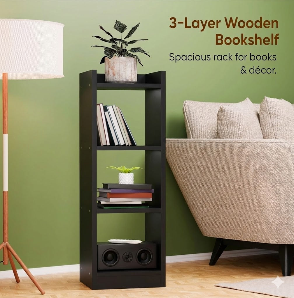 Spydercraft Modern Multi-Purpose Black Wooden Bookshelf / Storage Unit