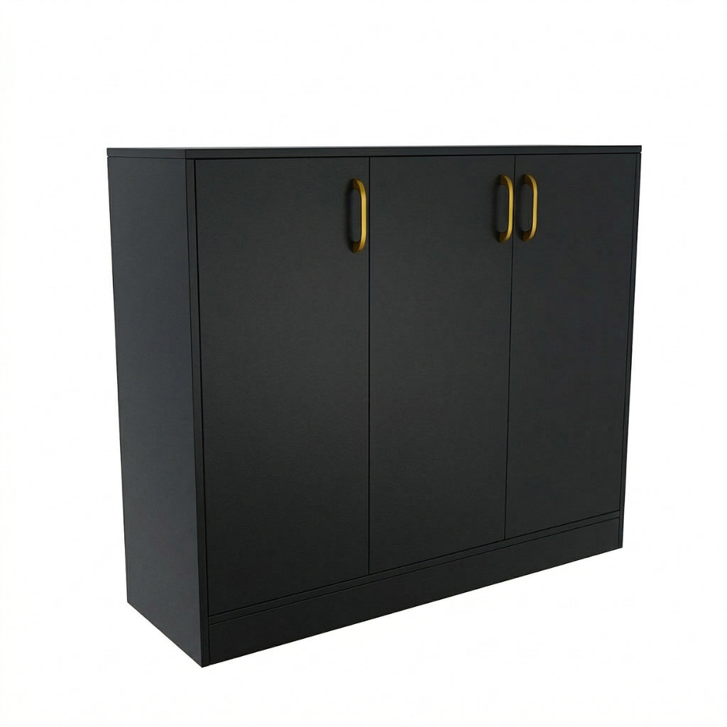 Spydercraft Accent Modern Storage Cabinet with Matte Finish and Premium Metal Handles| Color: Black | Multipurpose cabinet