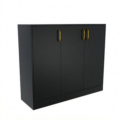 Spydercraft Accent Modern Storage Cabinet with Matte Finish and Premium Metal Handles| Color: Black | Multipurpose cabinet