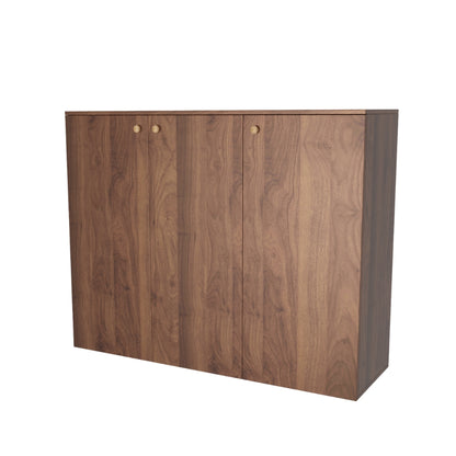 Apex 3 Door Shoe Rack Cabinet with Spacious Storage | Modern Wooden Footwear Organizer for Home & Entryway | Columbian Walnut Finish