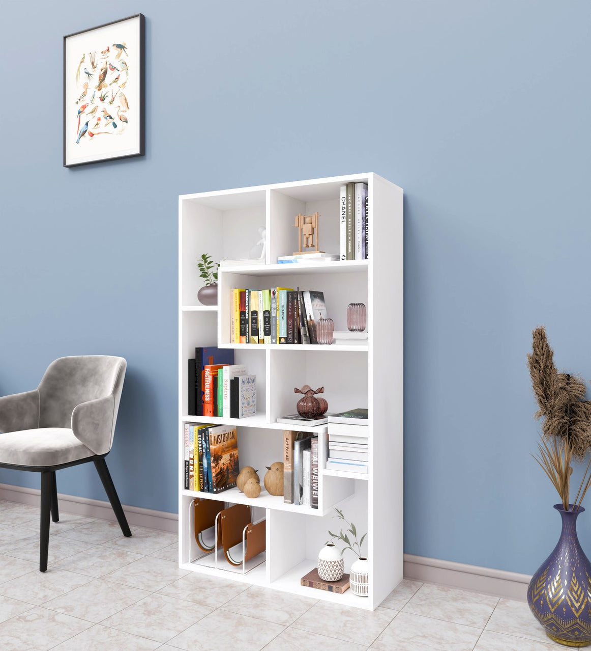 Spydercraft Matte Finish Beni Bookshelf| Color: White| Do- It- Yourself product