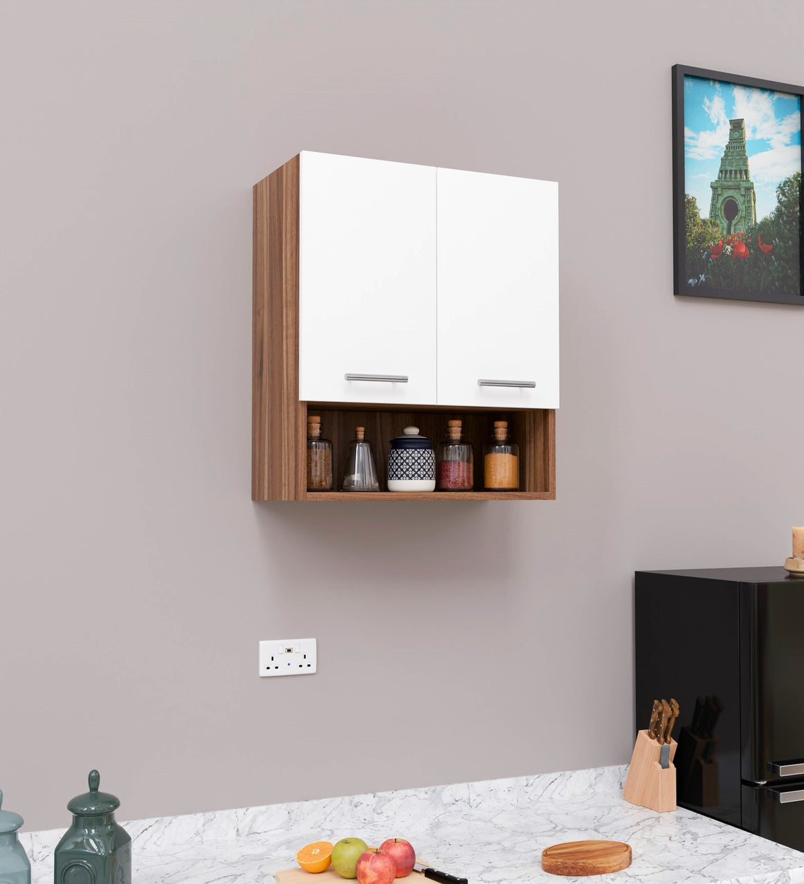 SPYDER CRAFT Matte Finish EA125 Wall Mounted Kitchen Cabinet Multi-Purpose Cabinet for Kitchen Pantry and Bathroom Organizer Color: Nose line & White || Assembly -DIY (Do-It-Yourself)
