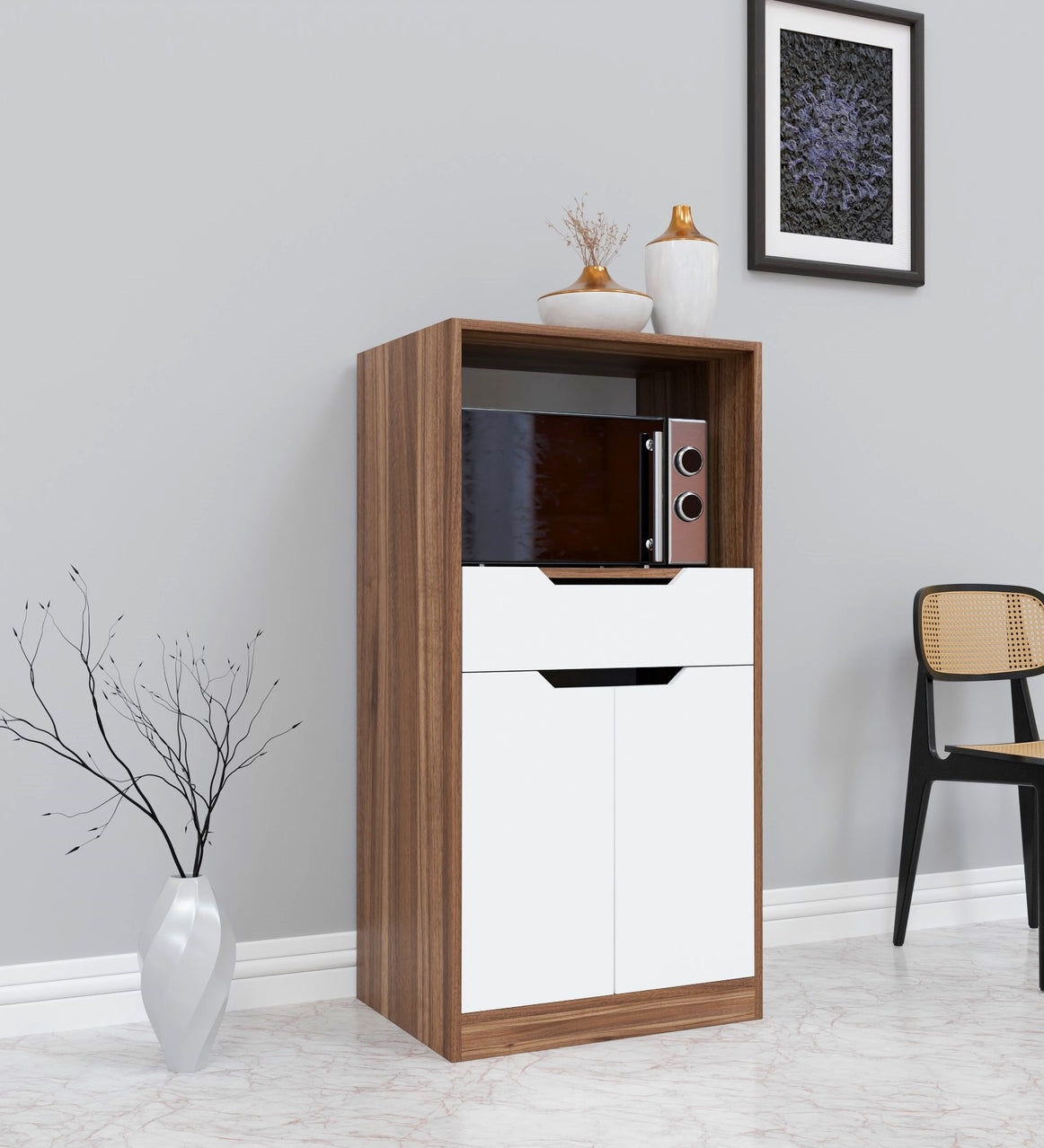 Spydercraft Matte Finish Floor Mounted Crustle Cabinet| Color: Noce Lyon and White| Do- It- Yourself Product
