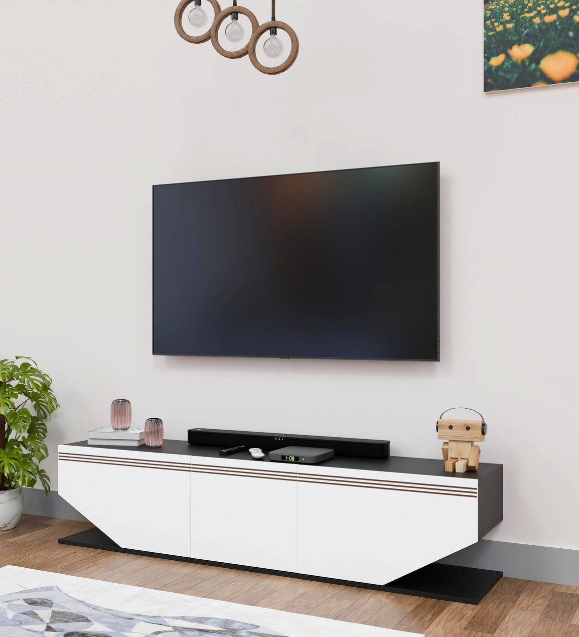 Spydercraft Matte Finish Agarita TV Unit| Color: Black and White| Do- It- Yourself Product