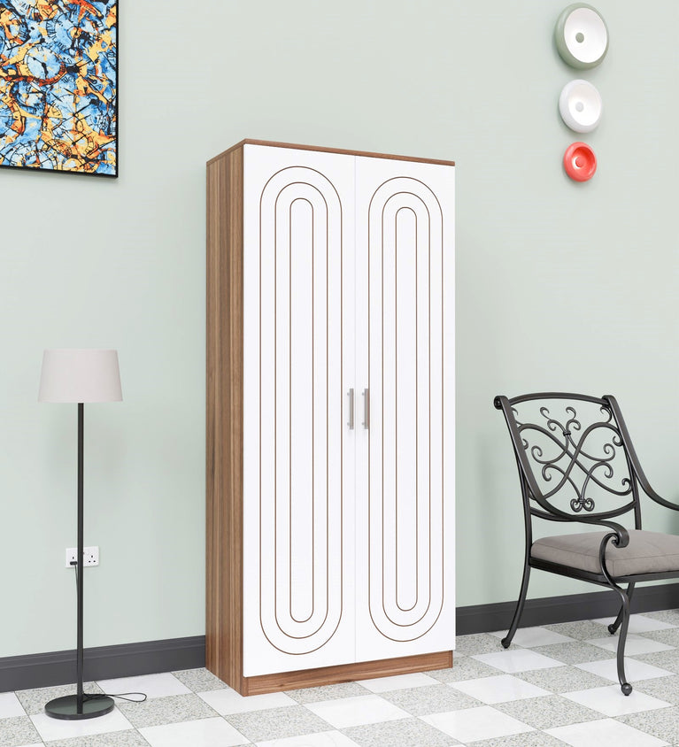 Spydercraft Double-Door Matte Finish Onix Wardrobe| Color: White and Noce Lyon| Do-It-Yourself Product