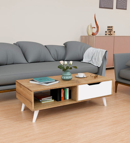 Spydercraft Matte FInish Cozy Castle Coffee Table| Color: Canyon oak and white| Do- It-Yourself Product