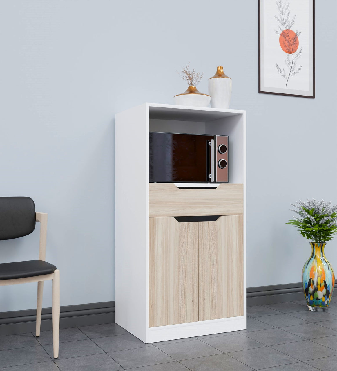 Spydercraft Matte Finish Crustle Floor Mounted Cabinet| Color: White and Asian Walnut Light| Do-It-Yourself Product