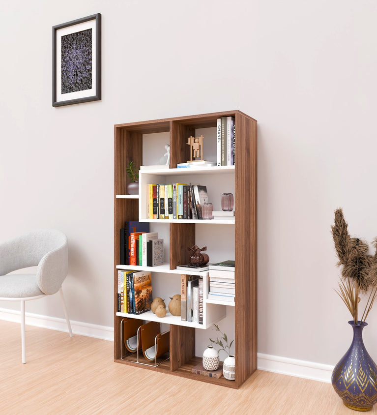 Spydercraft Matte Finish Beni Bookshelf| Color: Noce Lyon and White| Do- It- Yourself product