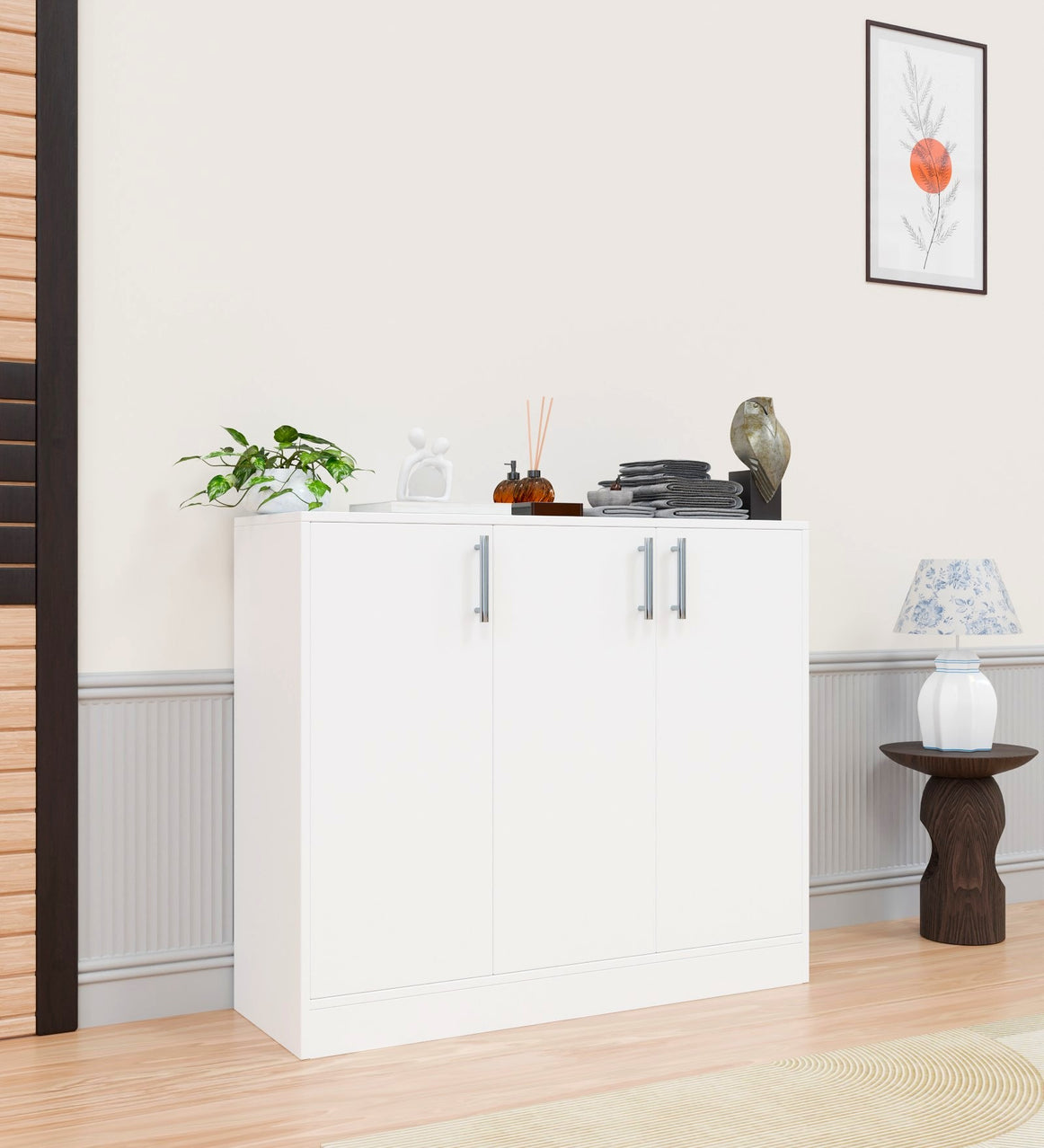 Spyder Craft Buffet Cabinet with Storage, Accent Storage Cabinet with Doors and Shelves, Sideboard Cabinet for Kitchen, Living Room, Color - White  3-Door