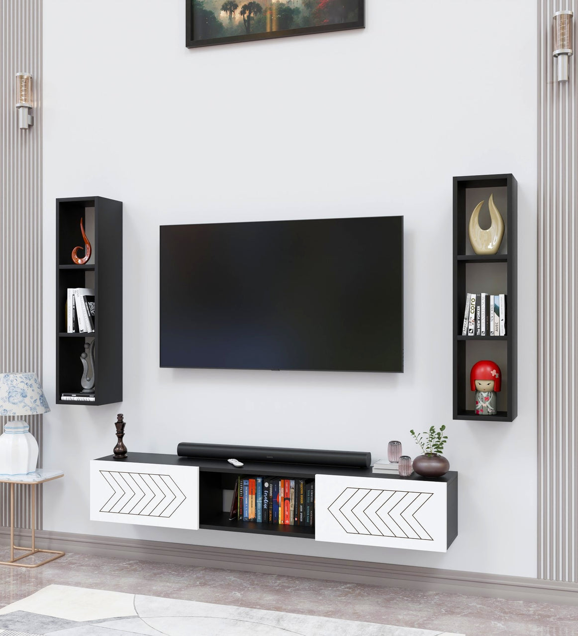 Spydercraft Matte Finish Florida TV Unit| Color: Black and White| Do-It-Yourself Product