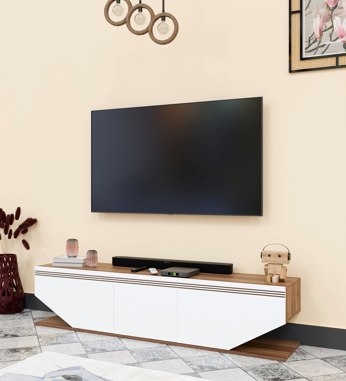 Spydercraft Matte Finish Agarita TV Unit| Color: Noce Lyon and White| Do- It- Yourself Product