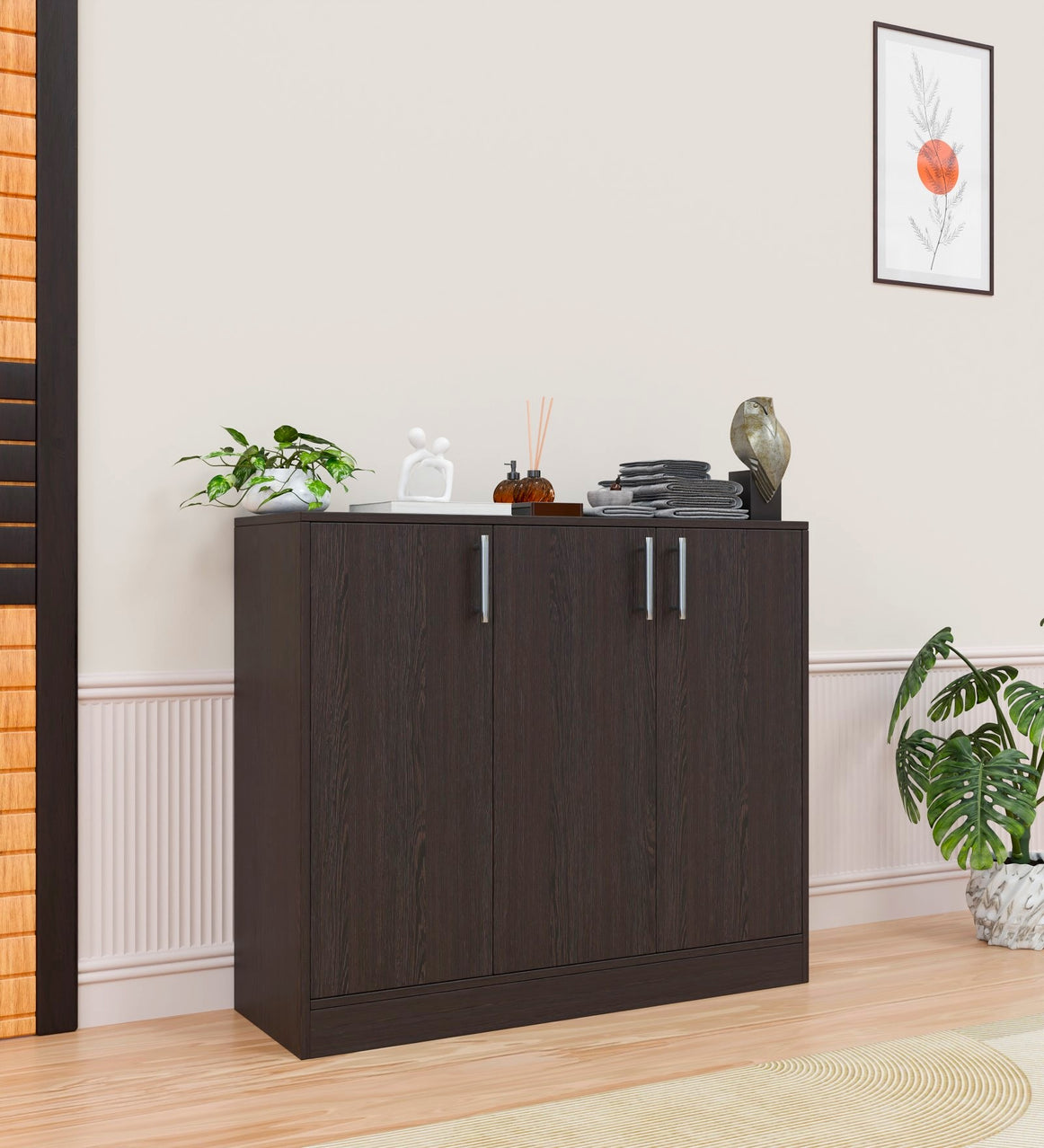 Spyder Craft Buffet Cabinet with Storage, Accent Storage Cabinet with Doors and Shelves, Sideboard Cabinet for Kitchen, Living Room, Color -  Wenge Brown 3-Door Storage Cabinet, Size,1 Year Warranty Covered
