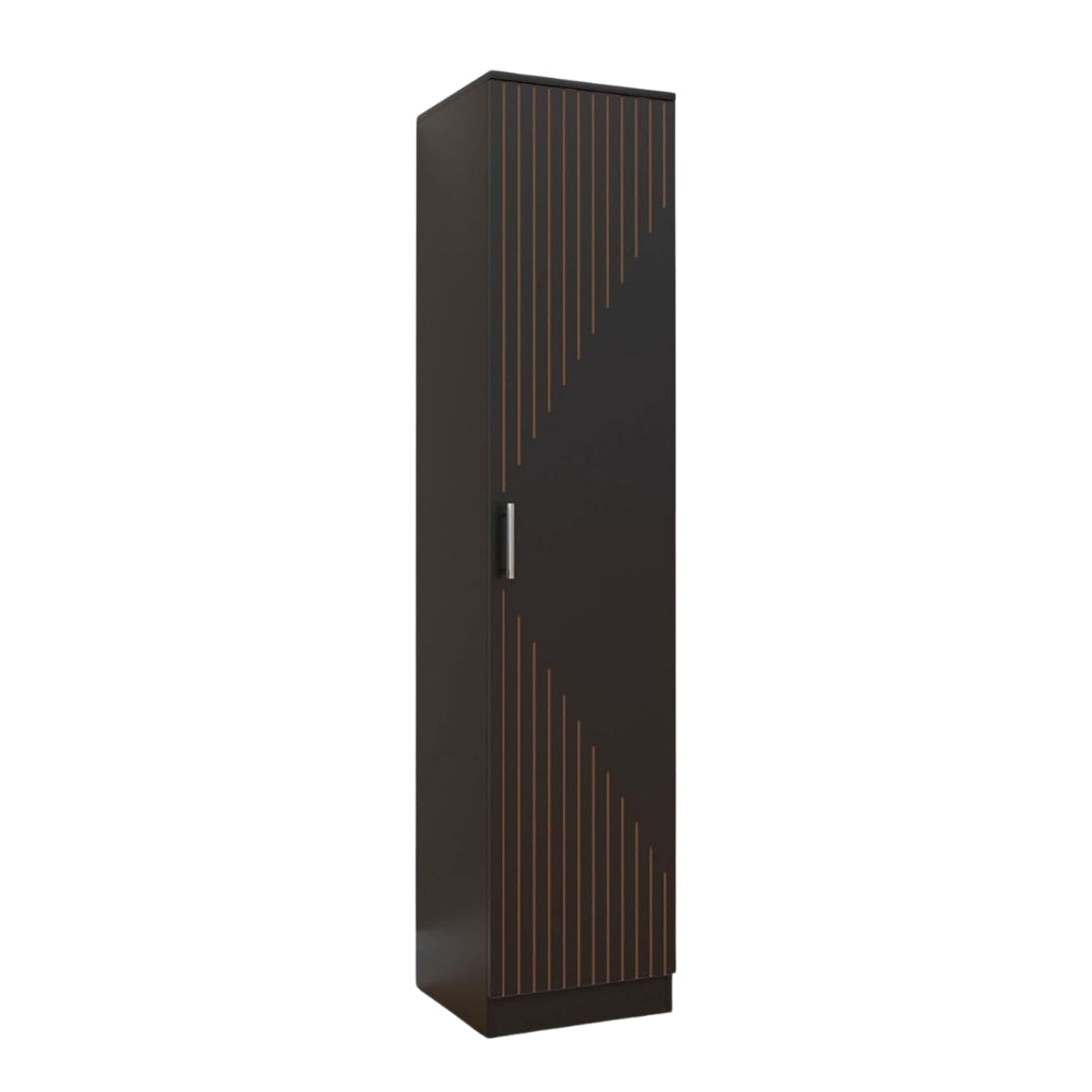 Spydercraft Single Door Fraser Wardrobe | Sleek Matte Finish | Space-Saving Storage Unit (180 cm Height)| Color: Black