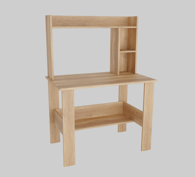 SPYDER CRAFT Modern Engineered Wood Study Table with Bookshelf & Storage Shelves in Canyon Oak | Computer Desk for Home & Office