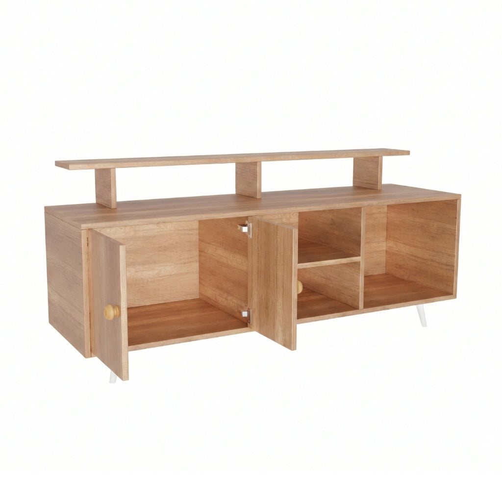 Spydercraft Modern Marbay TV Unit with Storage & Display Shelf – Space-Saving Entertainment Console in Canyon Oak Finish